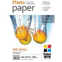 ColorWay Photo Paper 20 pcs. PG180020A4 Glossy, White, A4, 180 g/m² PG180020A4