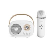 Mini karaoke aparatas su „Bluetooth“ garsiakalbiu, baltas