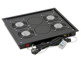 PANOU ventiliatorius TRITON 19", 4 ventiliatoriai su 230V/60W termostatu, ašinis srautas, negru "RAB-CH-X04-X3" (žalias 11 lei)