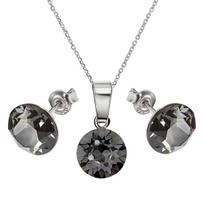Sidabrinis papuošalų rinkinys moterims DiamondSky „Classic (Silver Night)“ su Swarovski kristalais
