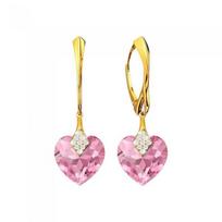 Sidabriniai auskarai moterims DiamondSky „Cute Valentine (Light Rose)“ su Swarovski kristalais