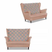 CAROL DUO sofa su sparnu, skandinaviška Family Meble, rožinė ir pilka