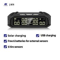 E-ACE automobilių TPMS padangų slėgio stebėjimo sistema automatinio ekrano signalizacijos stebėjimas USB įkrovimo temperatūros įspėjimas su 6 jutikliais K10-external Sensors