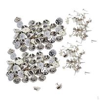 100 Sets Butterfly Clutch Brass Metal Pin Backs Keeper with 8 Tacks Blank Pins for Lapel