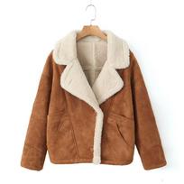Winter Fashion Oversize laisva avienos striukė moterims ilgomis rankovėmis vilnonė striukė Moteriška retro striukė XS kupranugaris