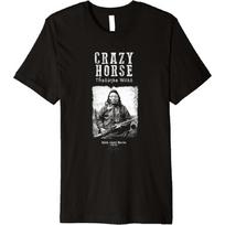 Crazy Horse-Lakotų Vadas-Karys-Siuksų-Amerikos-Indėnas Premium Marškinėliai S juoda