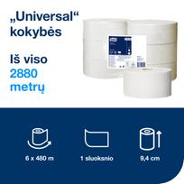 Tualetinis popierius Tork Universal Jumbo T1 (120160), pilkos spalvos, 1 sluoksnis, 480 m, 2400 lapelių