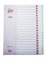 Skiriamieji lapai College, A4+, A-Z, plastikiniai, baltos spalvos