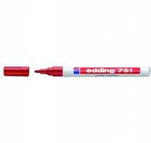 Žymeklis Edding 751 lako pagrindu, apvaliu galiuku, 1-2mm, raudonos spalvos