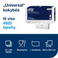 Popieriniai rankšluosčiai Tork PeakServe Continuous H5 (100585), 1 sluoksnio, baltos spalvos, lapeliais