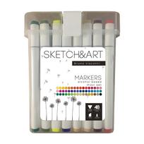 *Dvipusiai permanentiniai žymekliai piešimui  Sketch&Art, 48 spalvų
