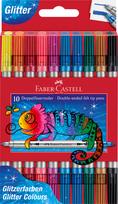 Flomasteriai Faber-Castell, 10 spalvų, dvipusiai, su blizgučiais