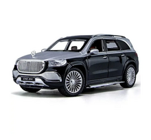Inercinis metalinis automobilis Mercedes-Benz Maybach GLS 600, 1:24, su šviesa ir garsu, veikiantis su baterijomis, Juodas/Pilkas