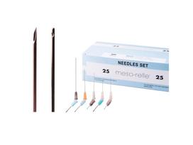 MESO - RELLE kaniulė 22G x 50 mm dermatologijai 1 vnt + MESO - RELLE adata 21G x 25 mm pradūrimui 1 vnt.