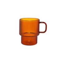 Latte stiklinė su ąsele CHiATO, 260 ml – su grioveliais, rusva