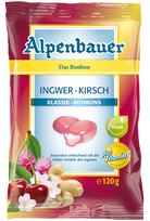 ALPENBAUER BIO Ingwer-Kirsch, su imbiero ekstraktu ir vyšniomis saldainiai, 120 g