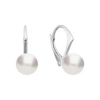 Sidabriniai auskarai moterims DiamondSky „Rani (White)“ su Swarovski perlais