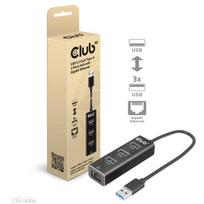 Club 3D USB-A šakotuvas su 3 USB-A jungtimis ir Gigabit Ethernet, 5Gb/s, juodas
