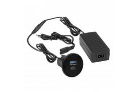 Rozetė - įkroviklis SLOT USB A+C, juoda