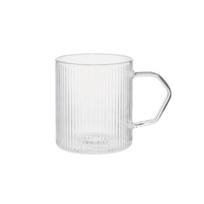 Latte stiklinė su ąsele CHiATO, 320 ml – su grioveliais, skaidri