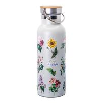Šviesiai pilkos spalvos iš nerūdijančio plieno butelis Kelioninis buteliukas 425 ml Vintage Flowers – Sass & Belle