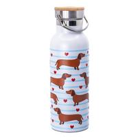 Šviesiai mėlynos spalvos/rudos spalvos iš nerūdijančio plieno butelis Kelioninis buteliukas 425 ml Sausage Dog – Sass & Belle