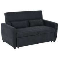 Dvivietė išskleidžiama sofa su reguliuojamu atlošu, juoda, 148×82×89 cm