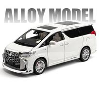 1/18 Alphard MPV lydinio automobilio modelis Lietaus metalo žaislinės transporto priemonės Automobilių modelių modeliavimo garso ir šviesos kolekcijos dovana vaikams, Baltas
