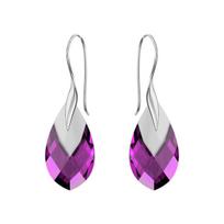 Sidabriniai auskarai moterims DiamondSky „Baroque II (Amethyst Light Chrome)" su Swarovski kristalais