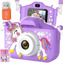 Vaikų skaitmeninis fotoaparatas su LCD ekranu, kamera ir žaidimais, violetinis