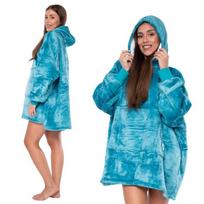Džemperis Antklodė Kocobluza 2In1 Oversize Xxl Su Gobtuvu Stora Sherpa Mėlyna, Universalus