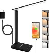 LED stalinis šviestuvas, pritemdoma, su USB įkrovimo prievadu, juoda