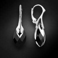Sidabriniai auskarai moterims DiamondSky „Baroque II (Jet Light Chrome)" su Swarovski kristalais