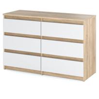 Komoda Hurtownia-Mebli Hugo, Sonoma Balta, 100 cm, Su stalčiais TV spintelė miegamasis svetainė