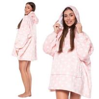 Megztinis Antklodė Kocobluza 2 Viename Oversize Xxl Su Gobtuvu, Stora Sherpa, Rožinė, Universalus