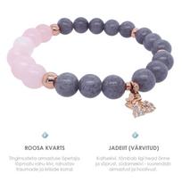 Apyrankė rožinis kvarcas ir jadeitas “Drugelis”