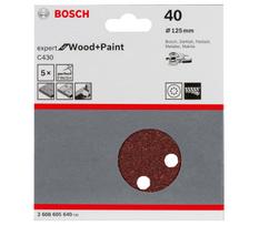Bosch šlifavimo popierius C430, 125 mm, 40 grūdėtumas, 5 vnt.