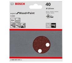 Bosch šlifavimo popierius C430, 125 mm, 40 grūdėtumas, 5 vnt.