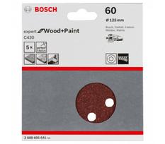 Bosch šlifavimo popierius C430, 125 mm, 60 grūdėtumas, 5 vnt.