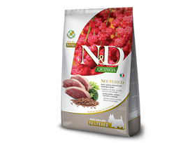 N&D Quinoa Neutered sausas maistas suaugusiems kastruotiems mažų veislių šunims su antiena 800g