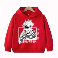 Jujutsu Kaisen Gojo Satoru Anime Vaikams-Su gobtuvu Harajuku Hip Hop Megztinis Viršutiniai drabužiai Palaidinė XL raudona
