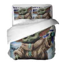 Žvaigždžių karai Kūdikis Yoda 3D skaitmeninės spaudos trijų dalių patalynės komplektas quilt cover 135 * 200 * 1  2pcs