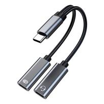 USB C Skirstytuvas Dvigubas USB C Ausinių ir Įkrovimo Adapteris Garso Dongle Kabelis su PD60W Greitu Įkrovimu Telefonui