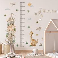 Dinozaurų ūgio matuoklis Sienos lipdukas Nuimamas Lipnus Vaikų kambario dekoras Darželio sienos menas 40cm*59cm*2pcs įvairiaspalvis