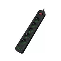 Riff F25U 5 Sockets + 3 USBs + 1 USB-C / 2m Cable  AND  Power On/Off Button, Black