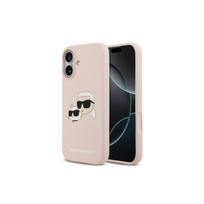 Karl Lagerfeld Apple iPhone 17 dėklas su skystu silikonu ir dviem galvutėmis, MagSafe, rožinis