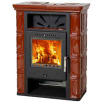 Plieninė krosnelė Thorma Borgholm TOP, 3.5 - 10.5 kW, tamsiai rudos spalvos keramikos apdaila
