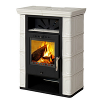 Plieninė krosnelė Thorma Borgholm TOP, 3.5 - 10.5 kW, dramblio kaulo spalvos keramikos apdaila
