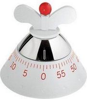 A di Alessi Laikmatis Kitchen Timer Achromatics baltos spalvos