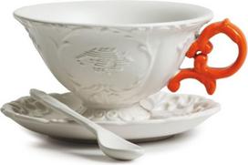 Seletti Arbatos puodelis I-Tea su lėkštute ir šaukštu oranžinės spalvos